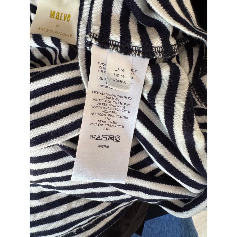 Maeve Anthropologie Striped V-Neck Racerback Tank Top Navy White Medium - Picture 7 of 8